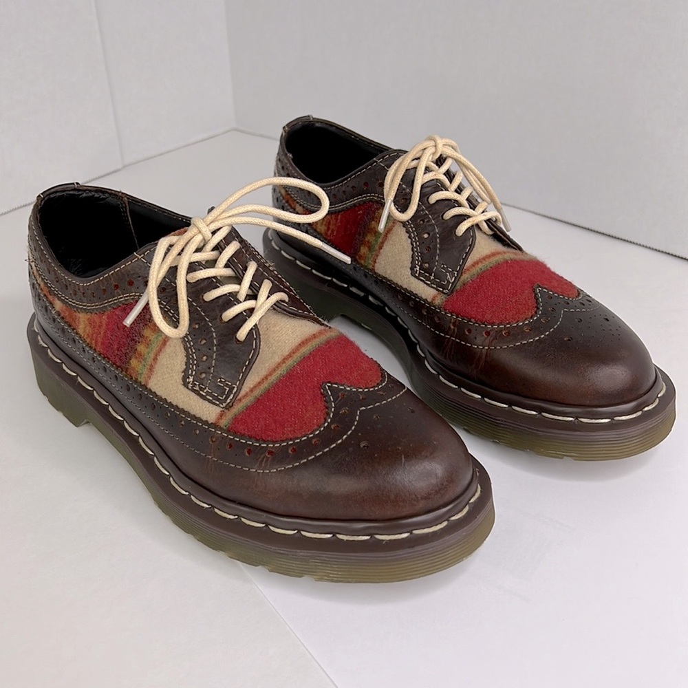 Dr. Martens X Pendleton Unisex Wool Wingtip Oxford Leather Rare Shoe